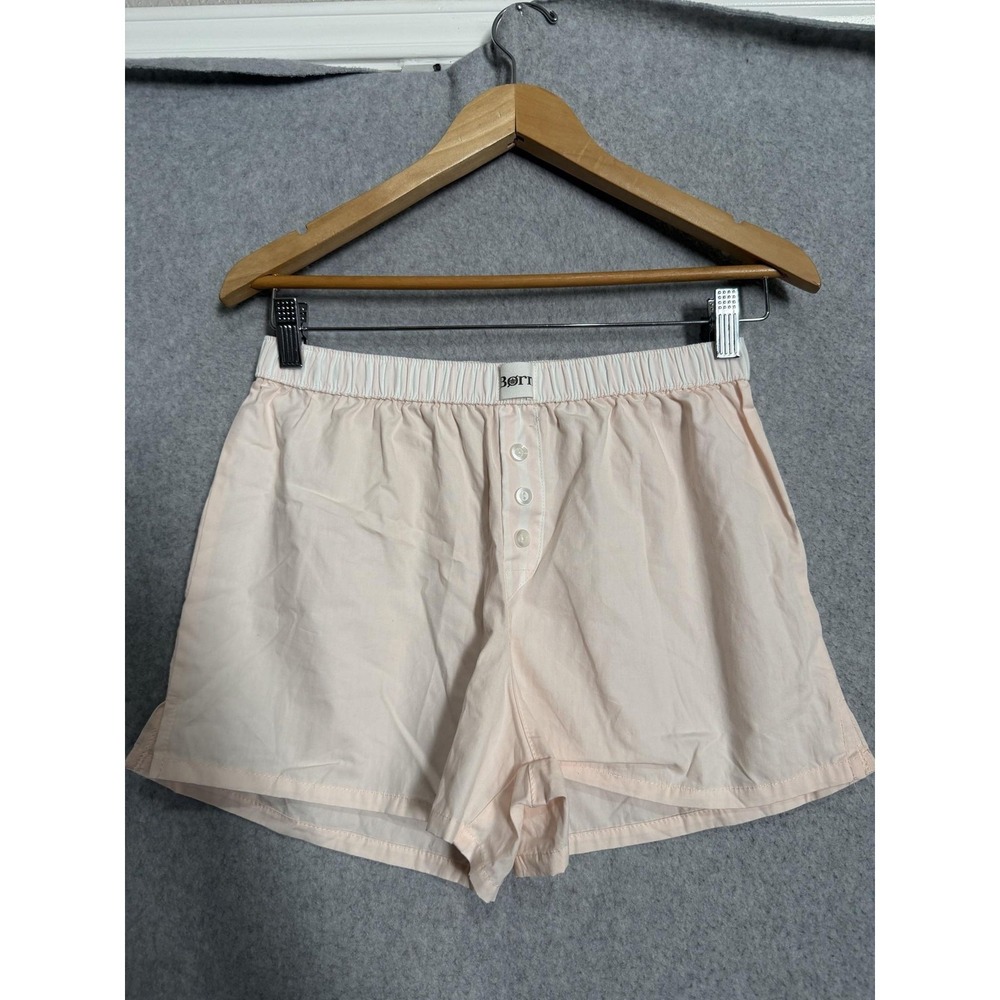 Børn Boxer Lounge Shorts Mens S Pink 100% Cotton Elastic Waist Button Fly